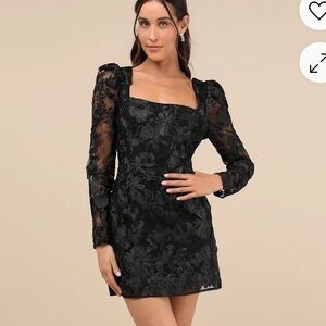 Lulus Masterfully Eloquent Black 3D Floral Mini Dress